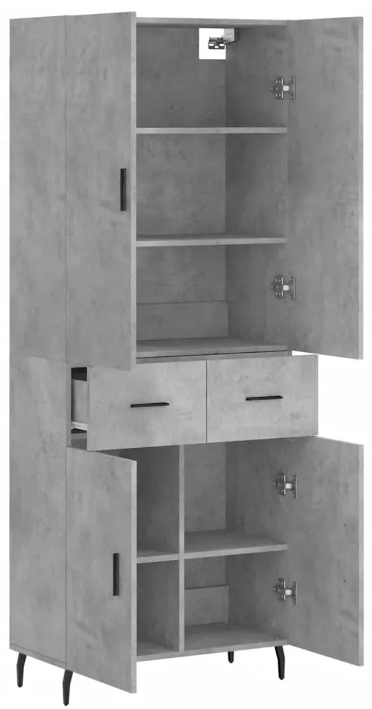 Credenza Grigio Cemento 69,5x34x180 cm in Legno Multistrato