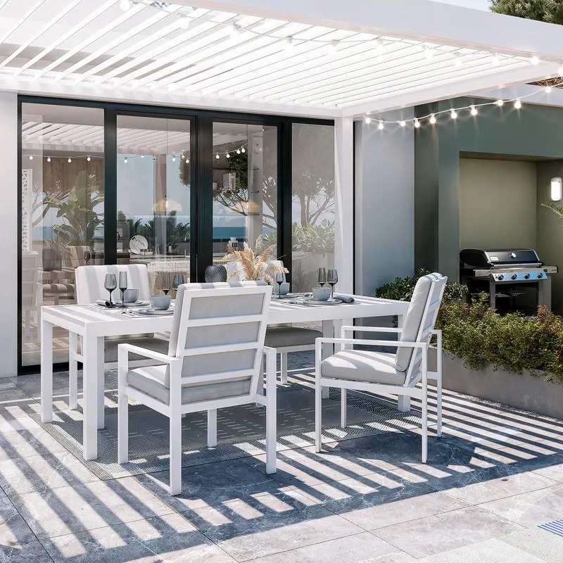 Set tavolo e sedie Athena NATERIAL bianco per 6 persone