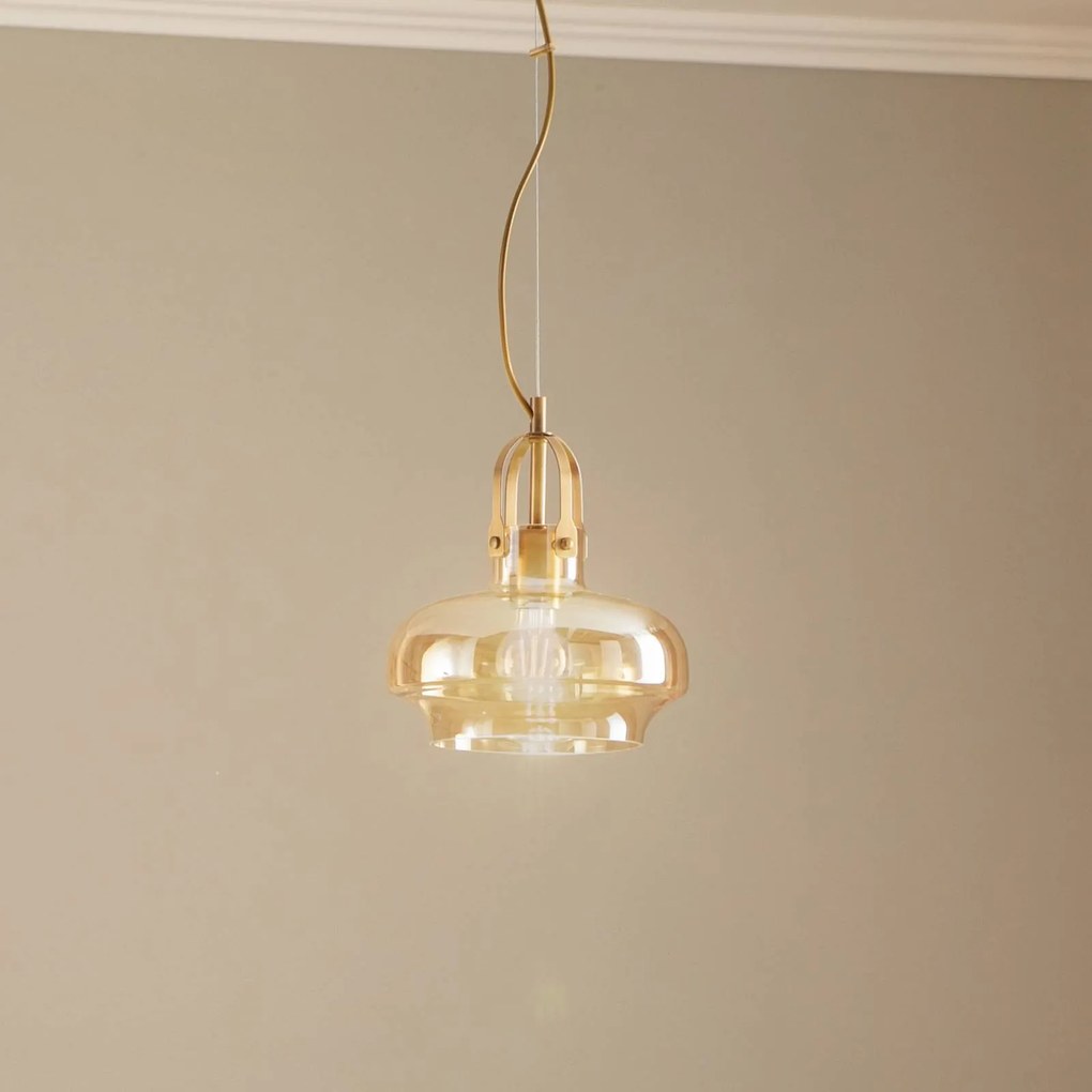 Avonni Lampada a sospensione AV-5064-1E con paralume in vetro colorato