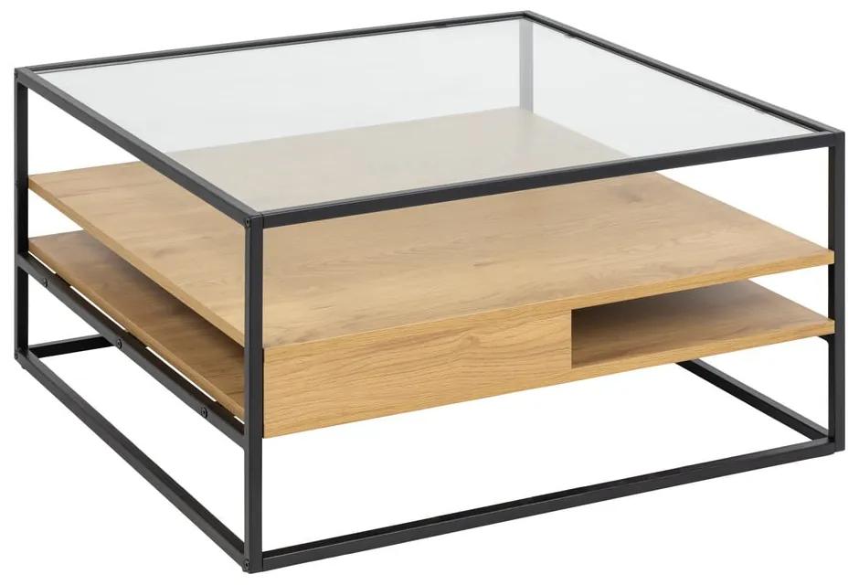 Tavolino con piano in vetro in colore naturale 80x80 cm Randolf - Actona