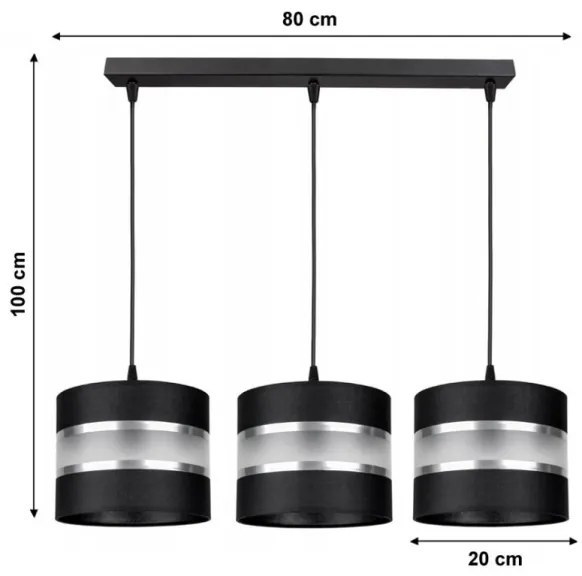 Lampadario a sospensione con filo CORAL 3xE27/60W/230V nero