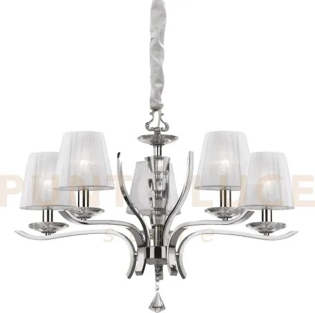 Pegaso lampadario 5 luci attacco e14 con paralume bianco finitura c...