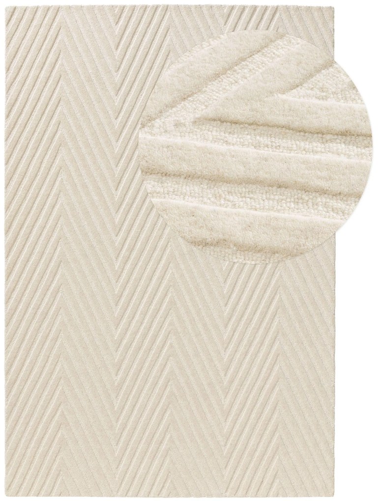 benuta Pure Tappeto di lana Yanis Ivory 120x170 cm - Tappeto fibra naturale