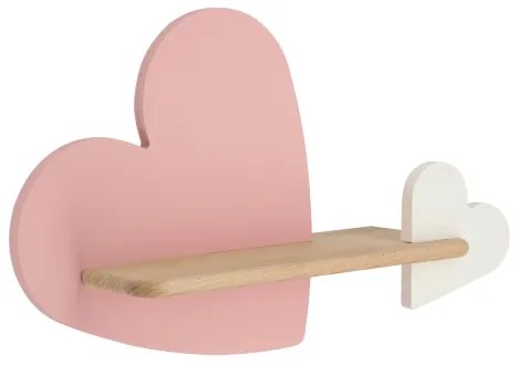 Applique LED per bambini con mensola HEART LED/5W/230V rosa/bianco/legno