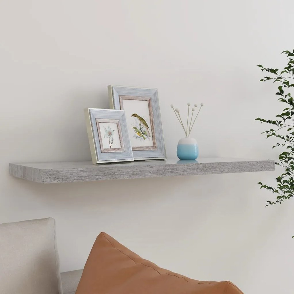 Scaffale A Parete Grigio Cemento 80x23,5x3,8 Cm İn Mdf /