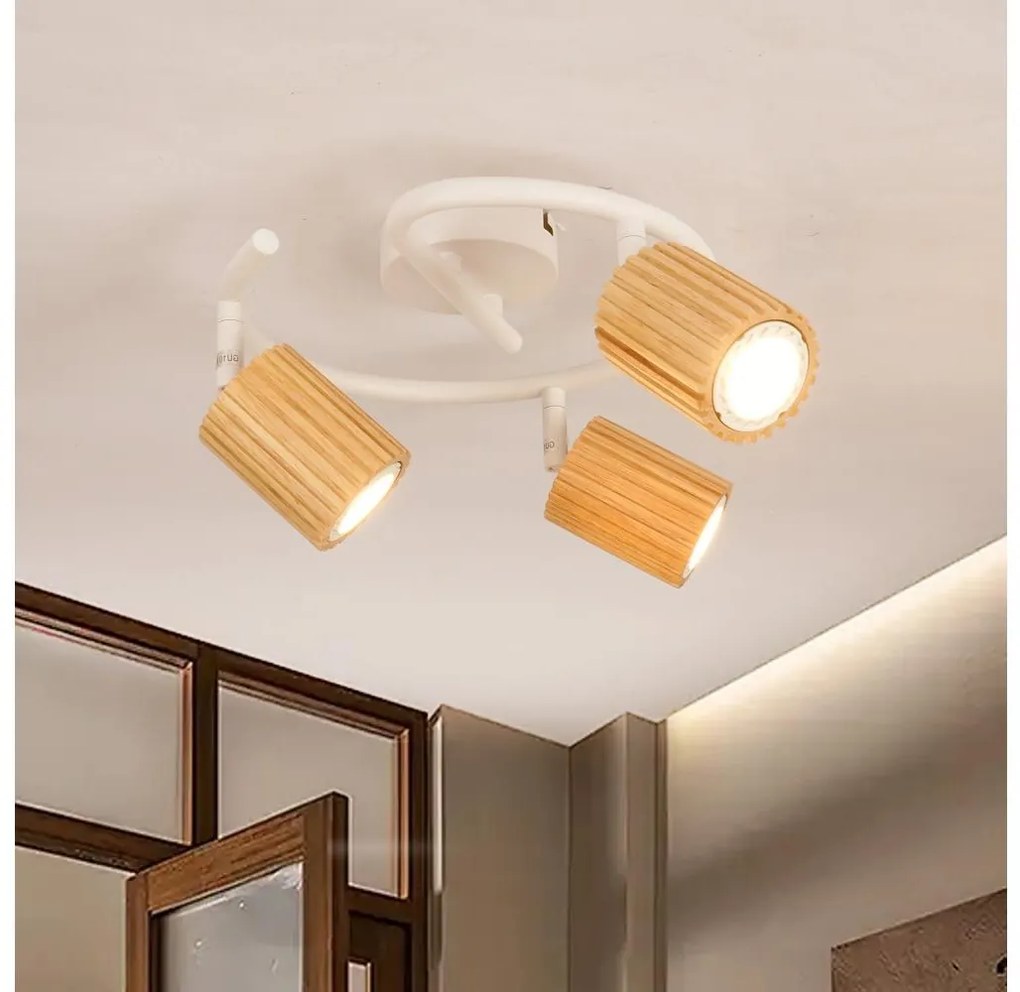 Brilagi - Faretto MODERN WOOD 3xGU10/8W/230V legno di caucciù/bianco