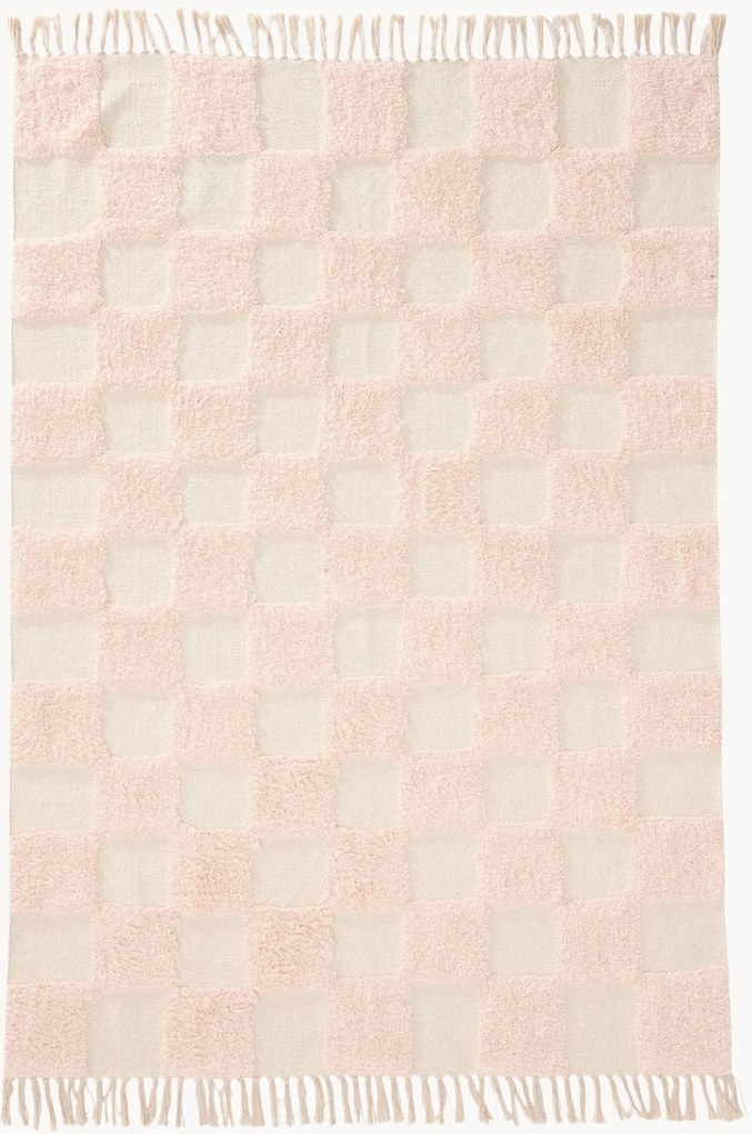 Tappeto in cotone tessuto a mano con motivo a rilievo Caro