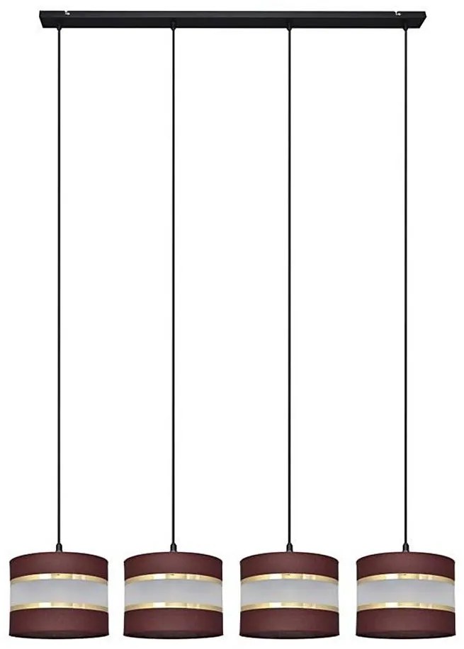 Lampadario a sospensione con filo HELEN 4xE27/15W/230V marrone/nero/oro