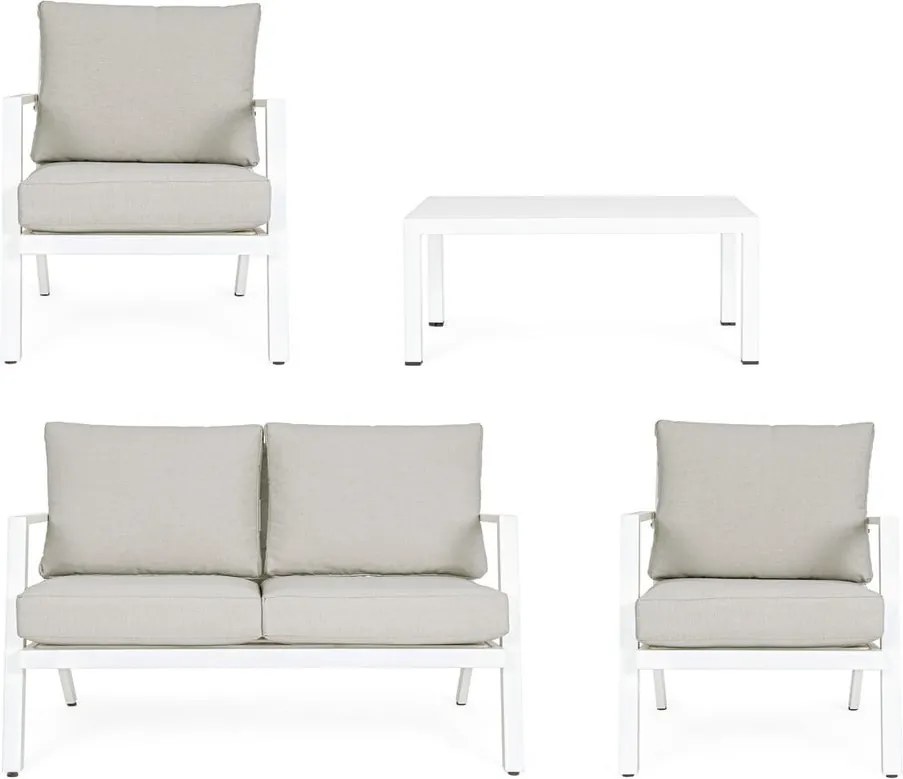 Set di mobili da giardino bianco in alluminio per 4 persone Harley – Bizzotto