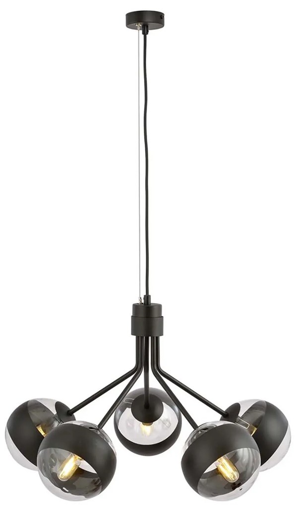 Lampadario Contemporaneo Orione Acciaio Nero 5 Luci E14 Ip20