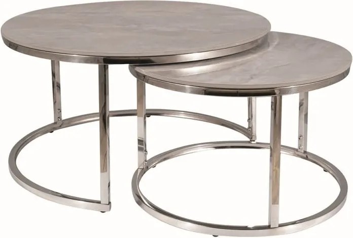 Set di Tavolini da caffè Portafino B effetto marmo grigio/argento - ø60/ø45 cm