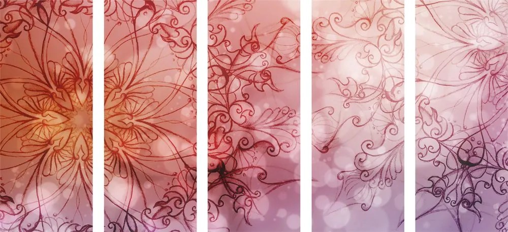 Quadri 5 pezzi – Mandala floreale