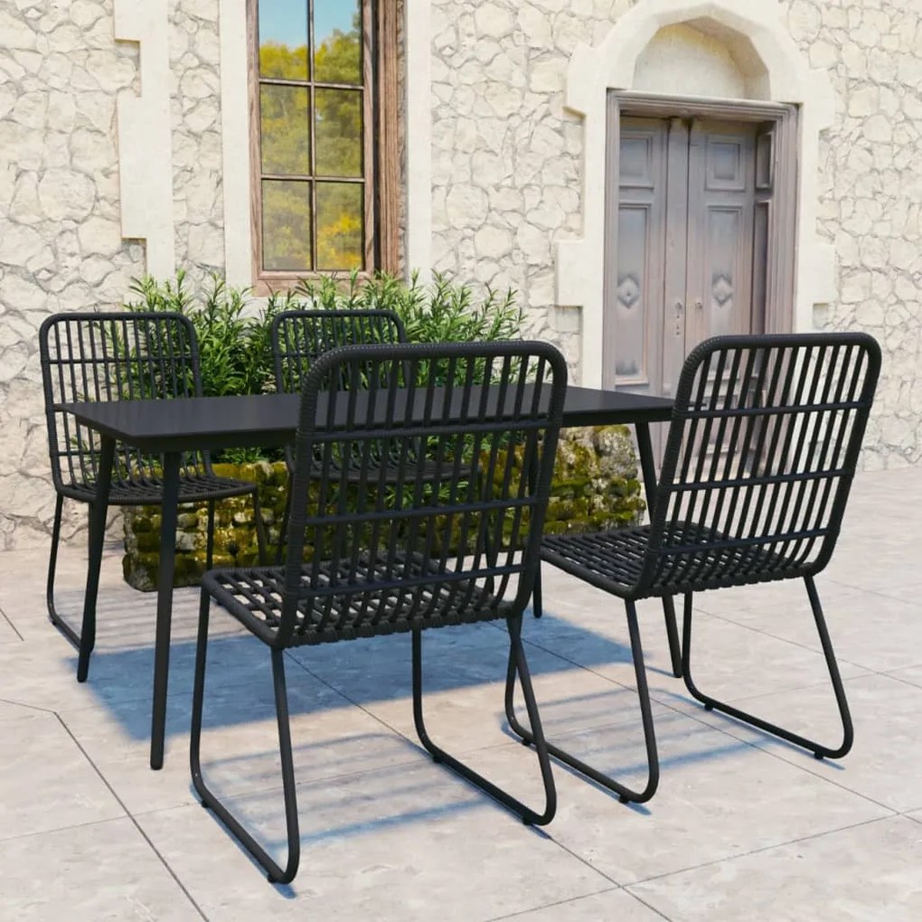 Set da pranzo da giardino 5 pz in polyrattan e vetro