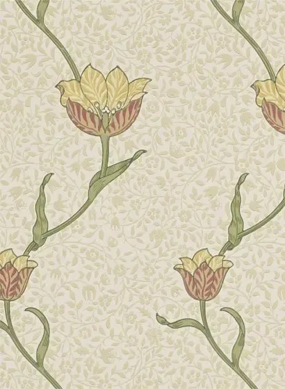 Morris & Co Carta da parati Garden Tulip - Russet/ Lichen