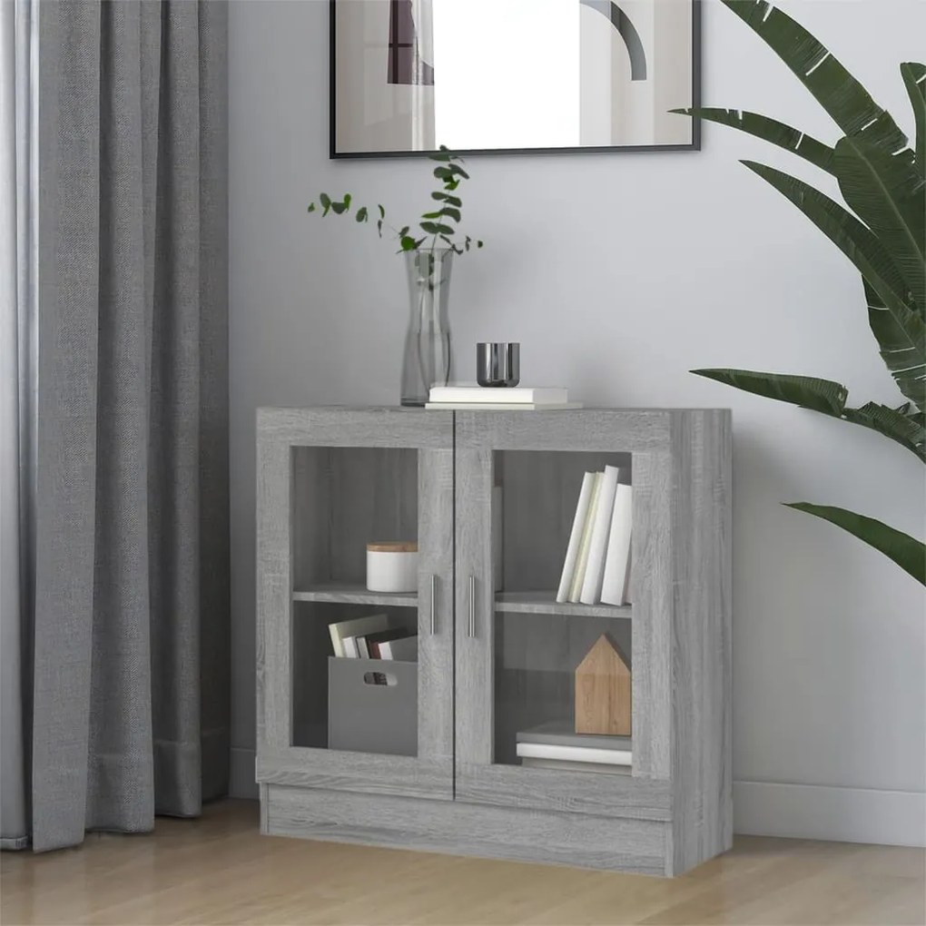 Mobile Vetrina Grigio Sonoma 82,5x30,5x80 Cm Legno Multistrato /