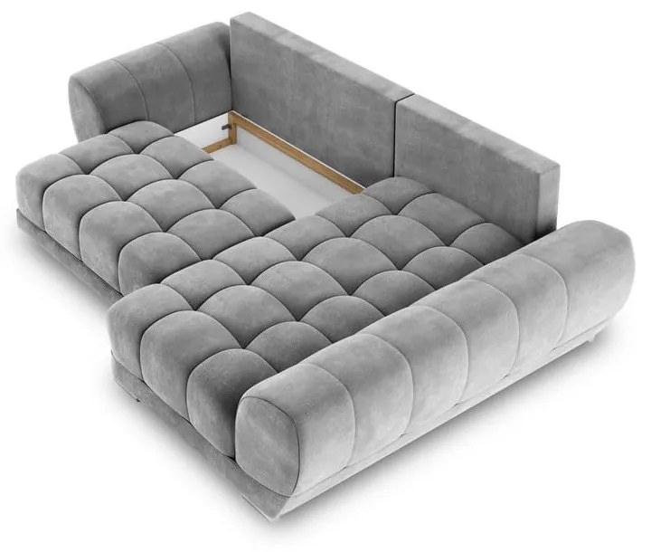 Divano letto angolare grigio con rivestimento in velluto, angolo destro Nuage - Windsor &amp; Co Sofas