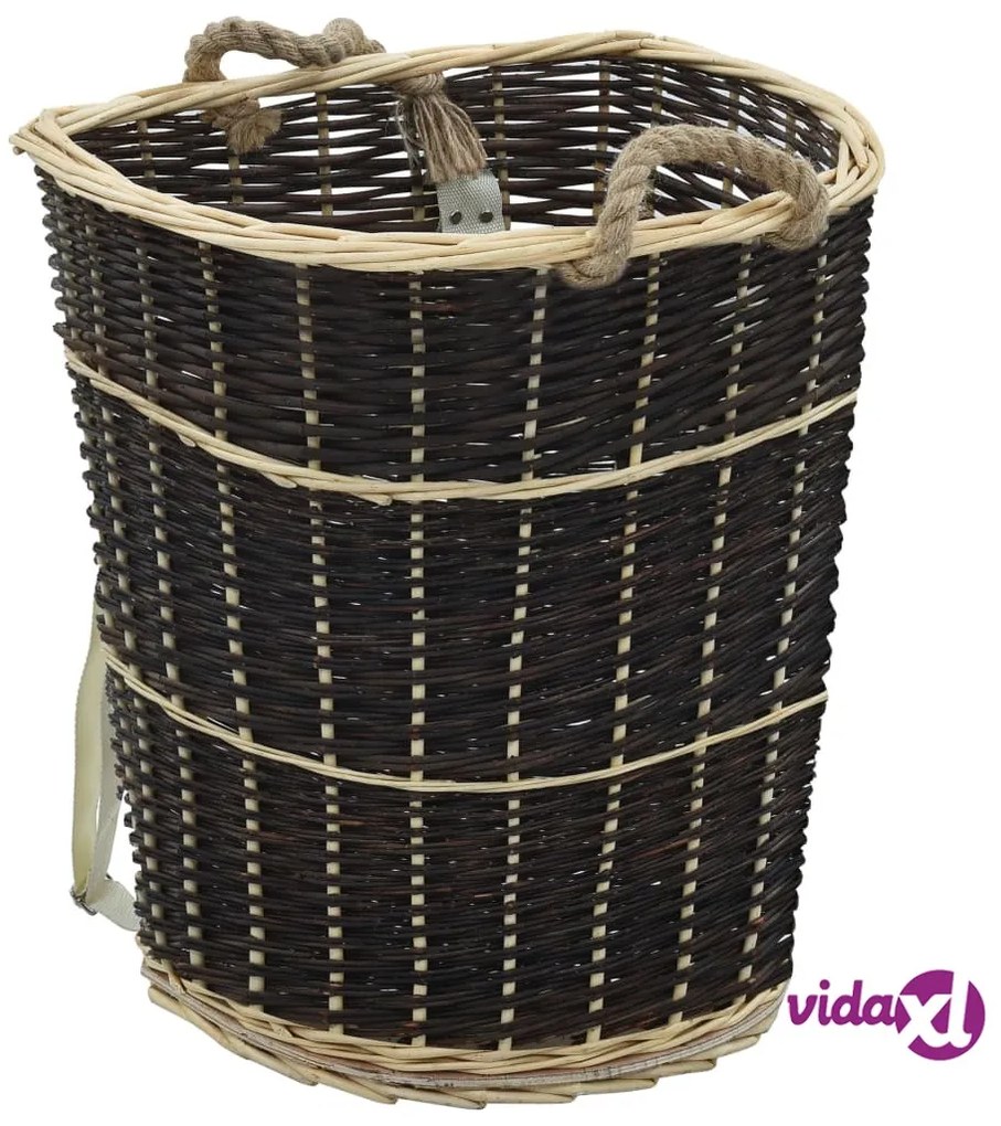 vidaXL Cesta per Legna con Spallacci 57x51x69cm Salice Naturale