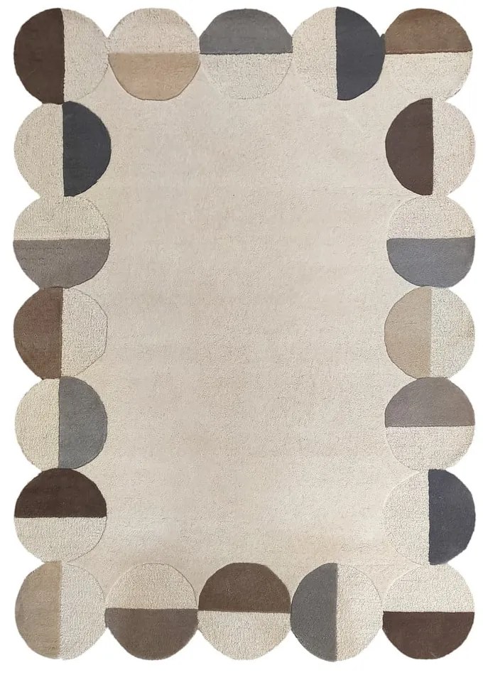 Tappeto greige in lana tessuto a mano 120x170 cm Mia Scallop Frame – Flair Rugs