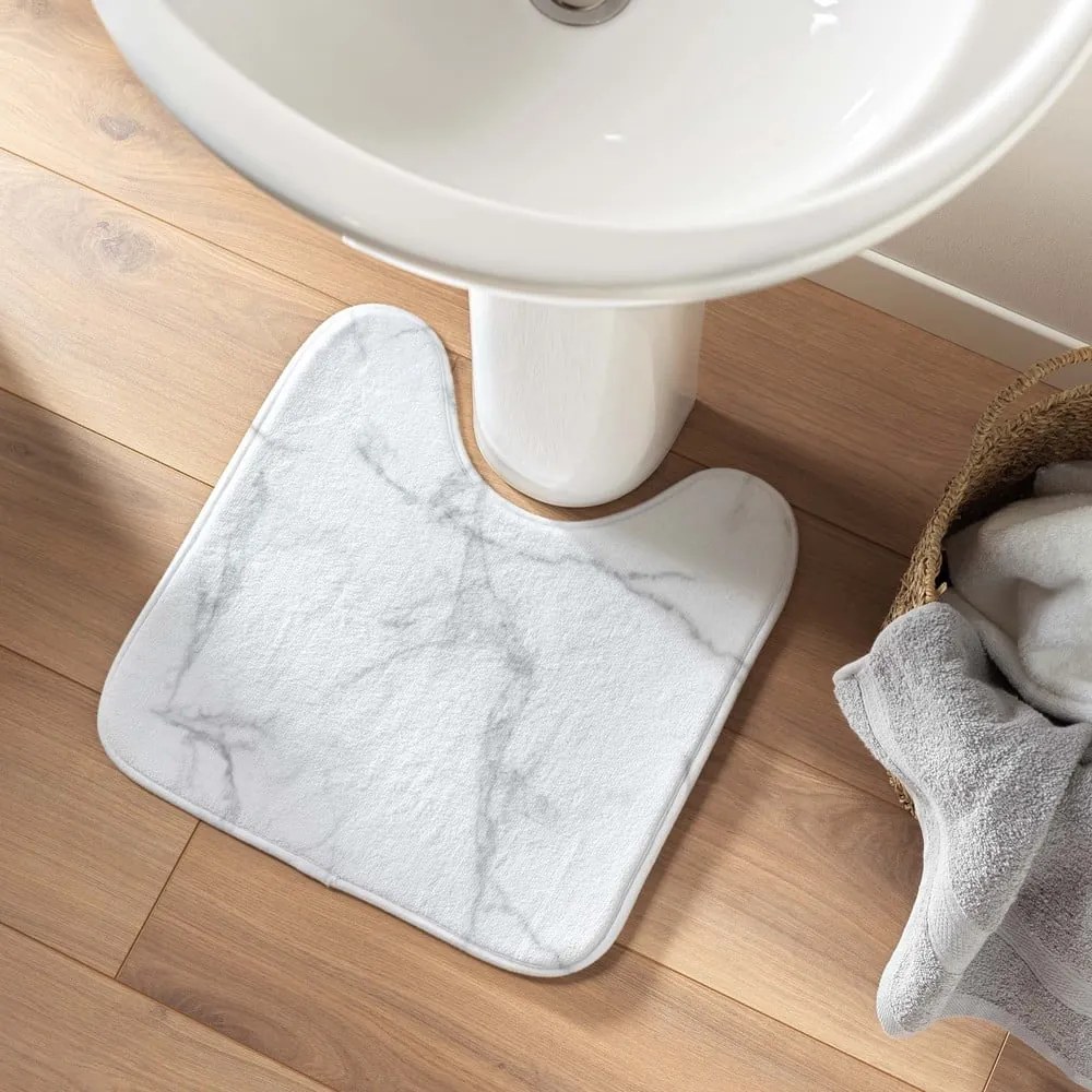 Tappetino per il bagno bianco e grigio per WC 45x45 cm Marbre – douceur d'intérieur