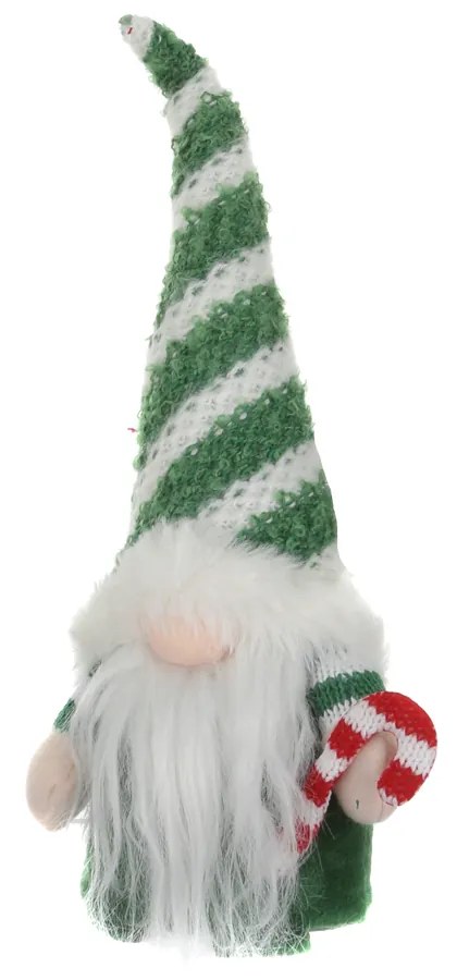 Gnomo Natale fermaporta 26 cm righe verde bianco