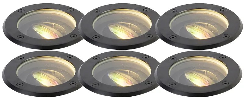Set di 6 faretti da giardino intelligenti neri orientabili IP65 con LED - Delux