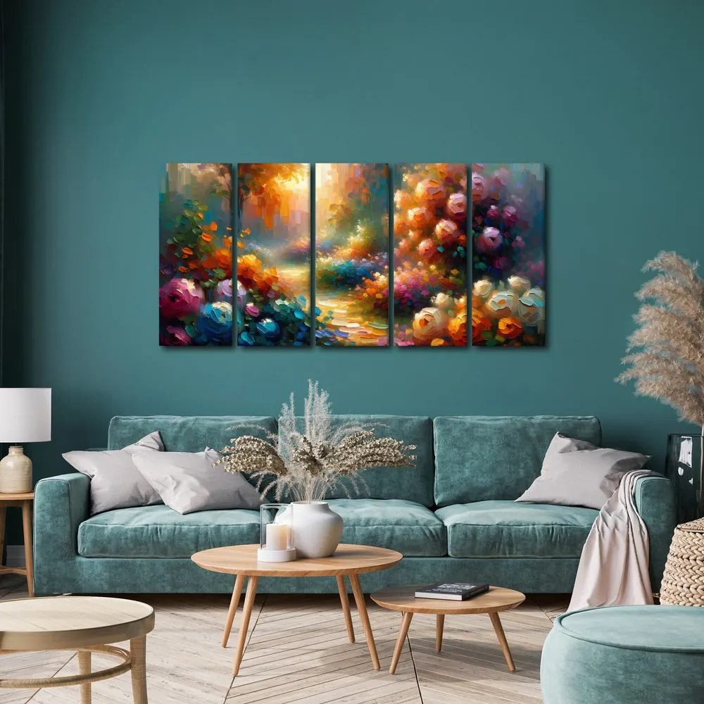 Quadri 5 pezzi – Sentiero solare nel giardino