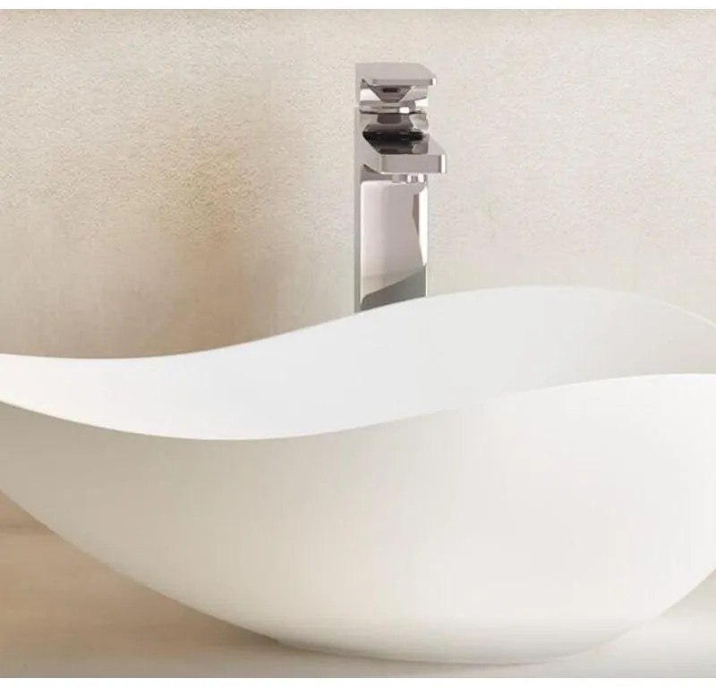 Lavabo da appoggio irregolare in ceramica H 8.7 x L 55 cm beige