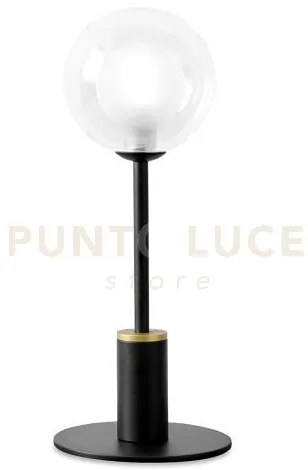 Cosmo lampada da tavolo 1 luce vetro trasparente struttura nera par...
