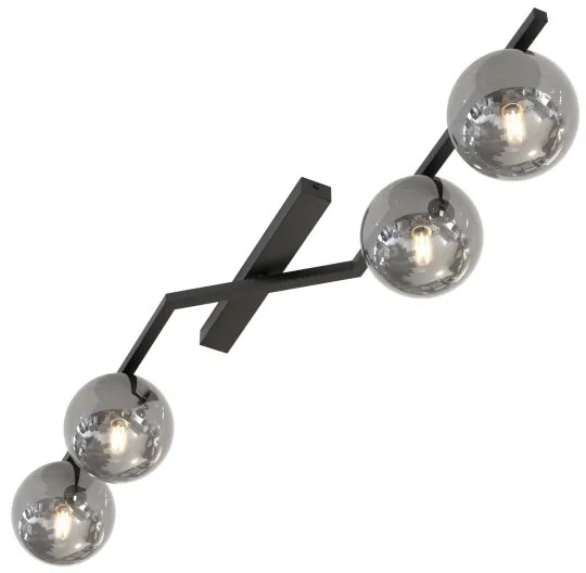 Plafoniera NATON 4xE14/10W/230V nero/fumé