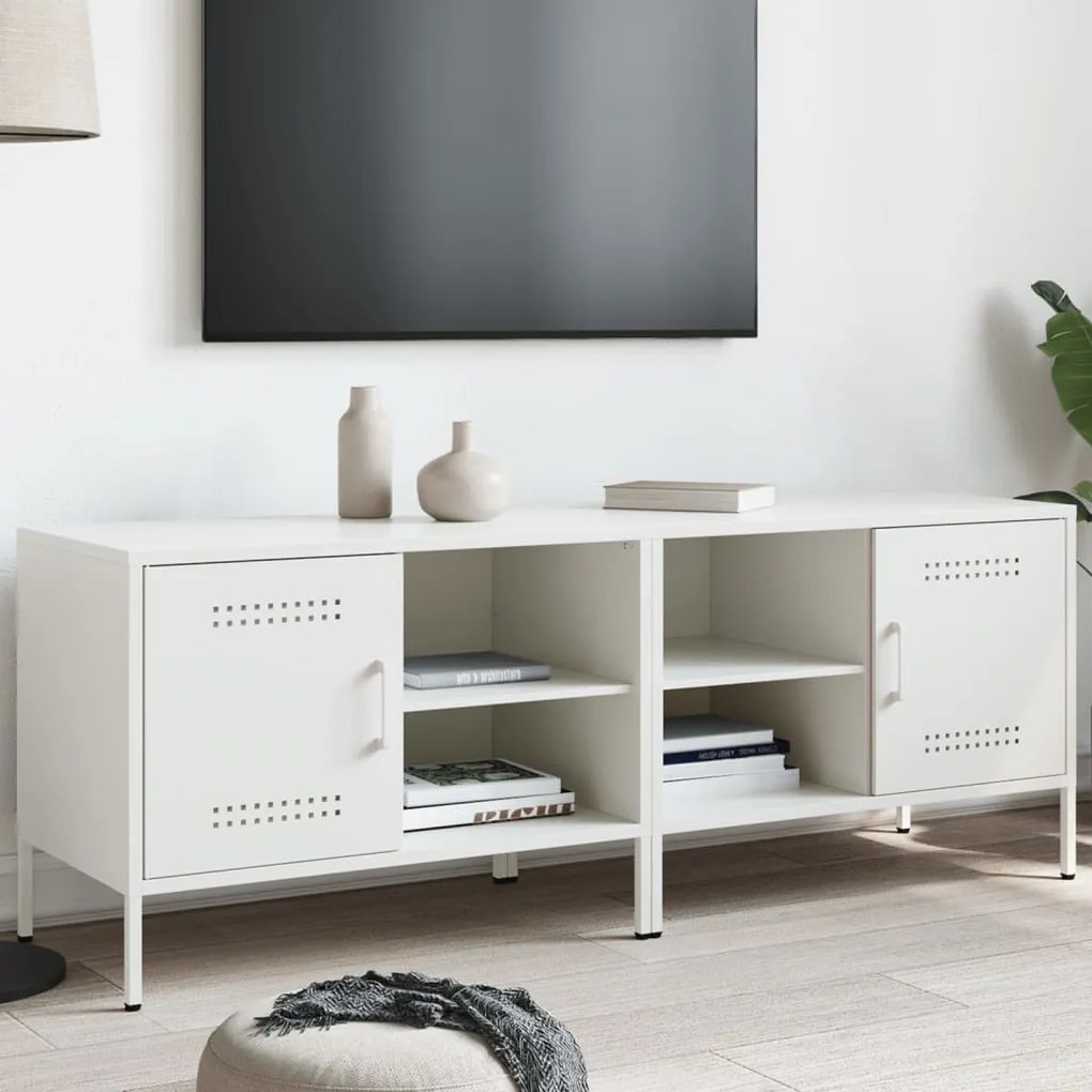 Mobili Tv 2pz Bianchi 68x39x50,5 Cm İn Acciaio /