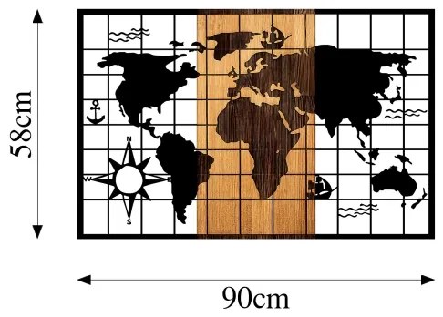 Decorazione da muro 90x58 cm mappa