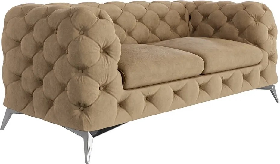 Divano marrone chiaro con rivestimento in velluto 185 cm Chelsea – Ropez