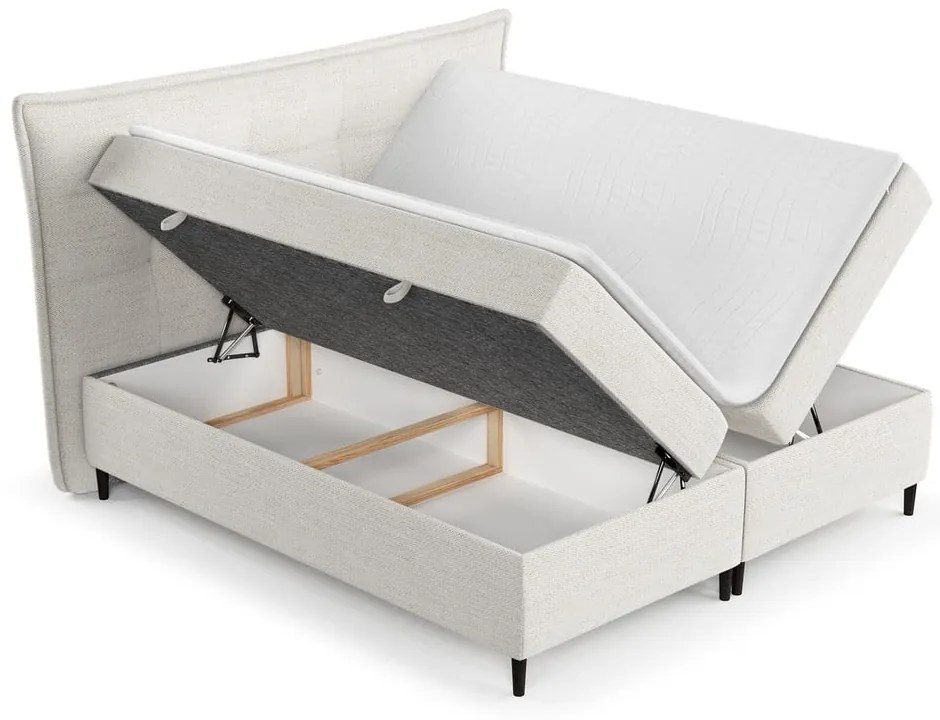 Letto boxspring crema con contenitore 140x200 cm Sinai - Maison de Rêve