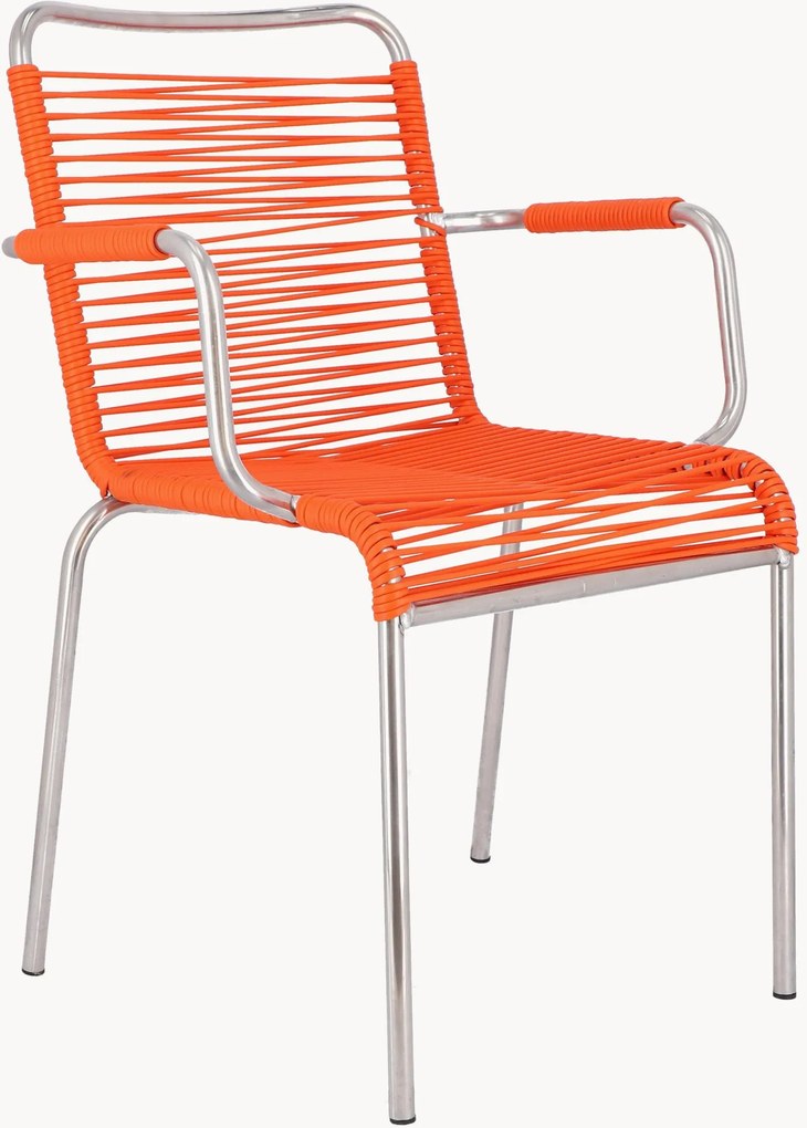 Set di 4 poltroncine da giardino fatte a mano Mya Spaghetti, impilabili