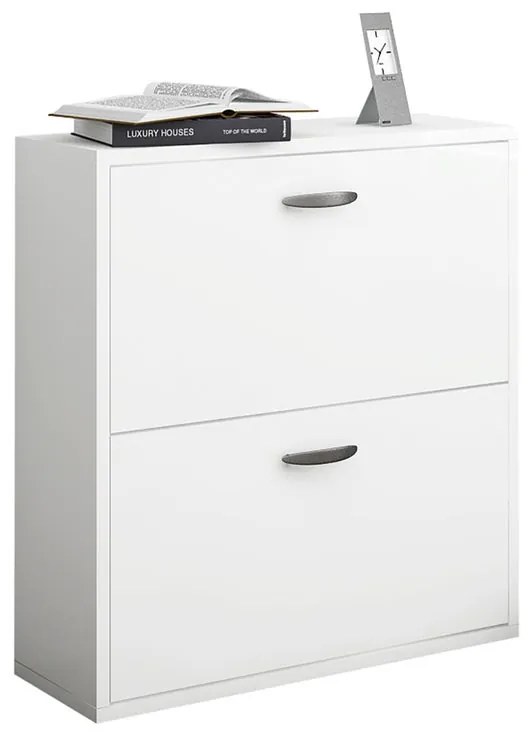 Scarpiera 2 ante doppia profondità L 73 x H 80 x P 25 cm 12 paia, bianco