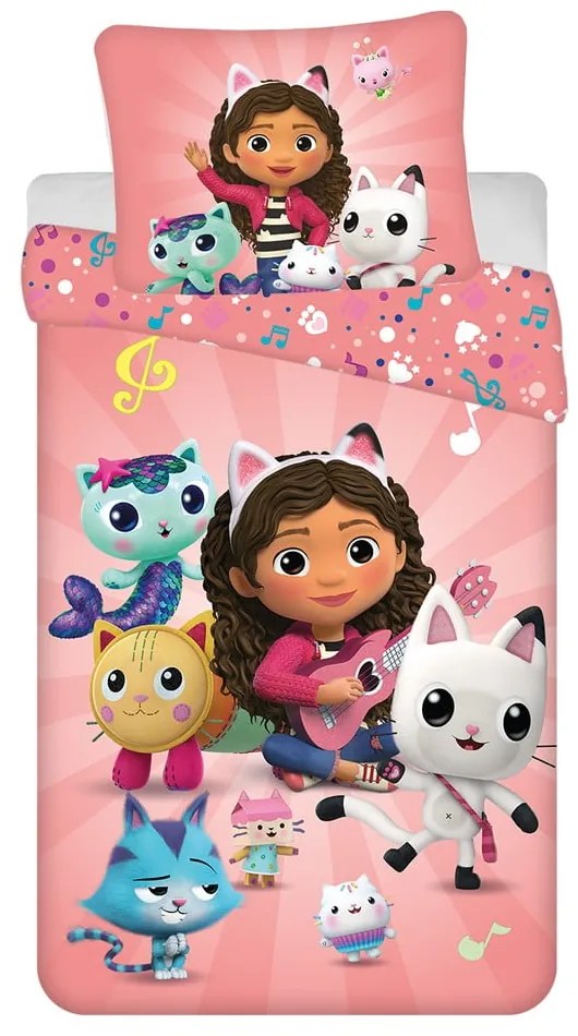 Biancheria da letto per bambini in cotone per letto singolo 140x200 cm Gabby's Dollhouse - Jerry Fabrics
