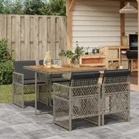 Set da Pranzo da Giardino 5 pz con Cuscini in Polyrattan Grigio 3210722