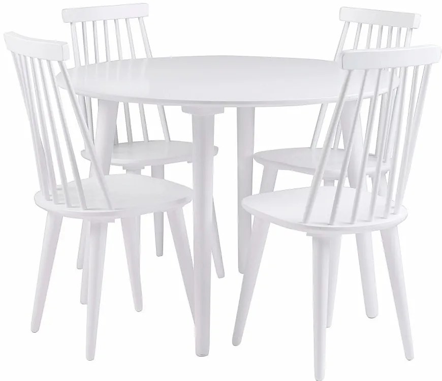Tavolo da pranzo in legno di gomma bianco Lotte, ⌀ 106 cm Lotta - Rowico