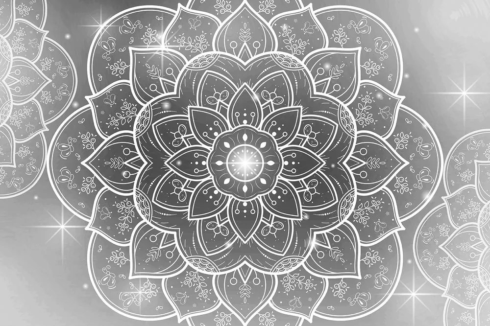 Carta da parati – Mandala orientale in bianco e nero