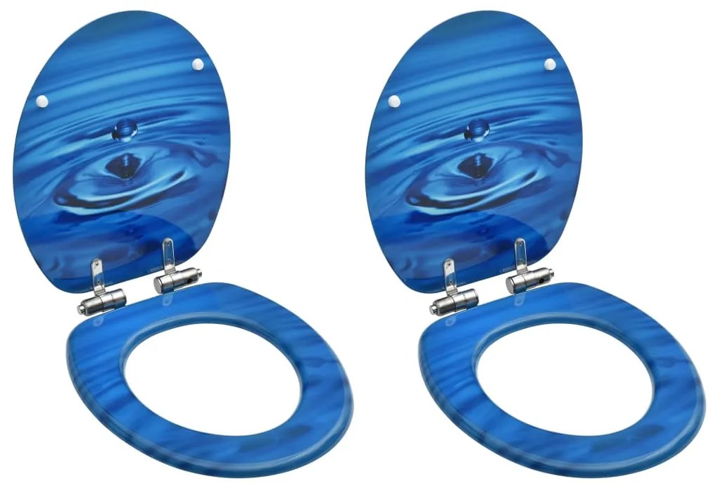 Tavolette Wc Chiusura Ammortizzata 2 Pz Mdf Blu Goccia Dacqua /