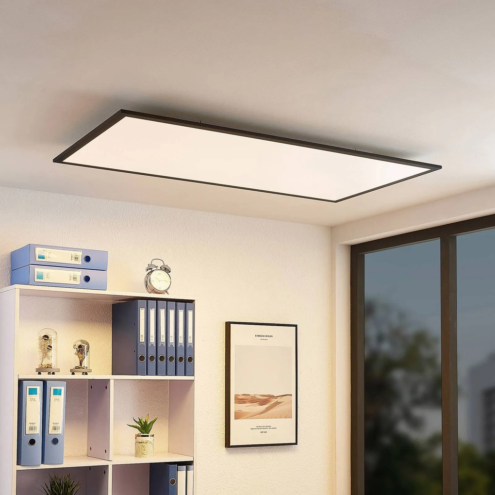 Pannello LED Lindby Nelios, 120 x 60 cm, 4000K, nero, metallo