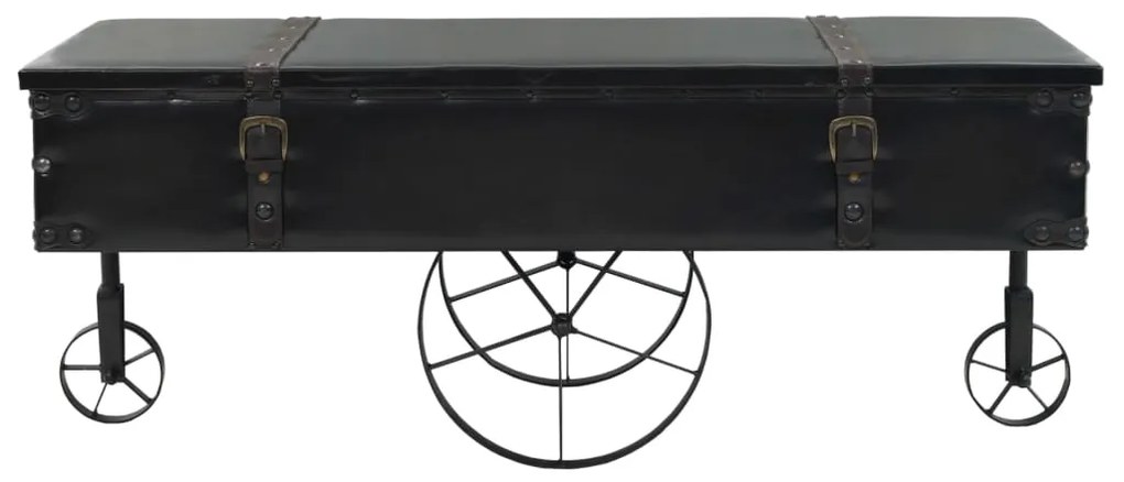 Tavolino salotto con ruote nero 110x52x43 cm legno multistrato