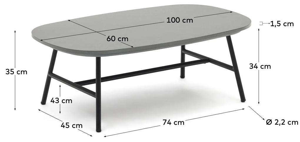 Kave Home - Tavolino da caffÃ¨ Bramant in acciaio finitura nera 100 x 60 cm