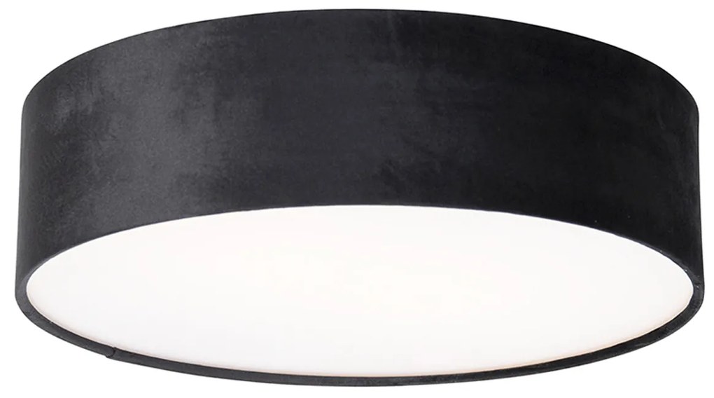 Plafoniera moderna nera 40 cm con interno dorato - Drum