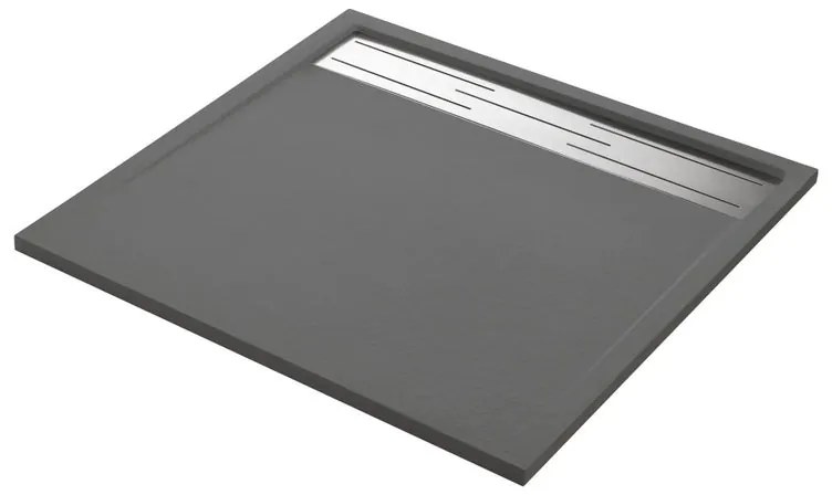 Piatto doccia SENSEA in resina Neo Metal Grid grigio L 100 x L 100 x H 3 cm opaco effetto pietra