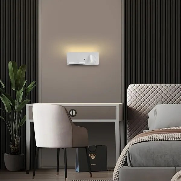 Immax 08286L-LED Applique con ripiano, USB e ricarica wireless LED/3W/230V + LED/3W