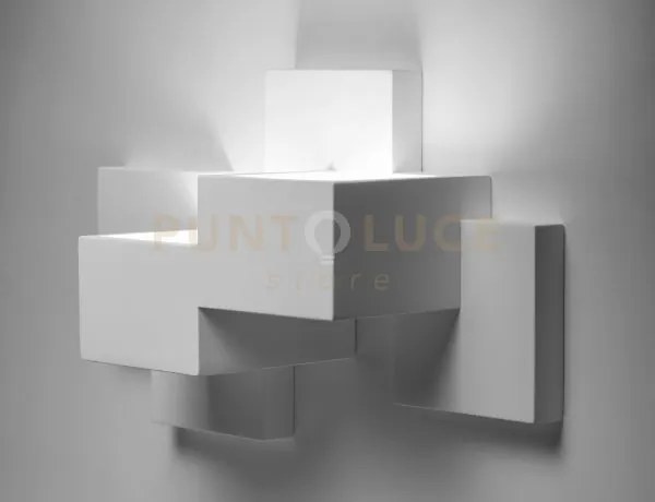 Side applique da parete 2 luci up/down in gesso bianco, attacco gx5...