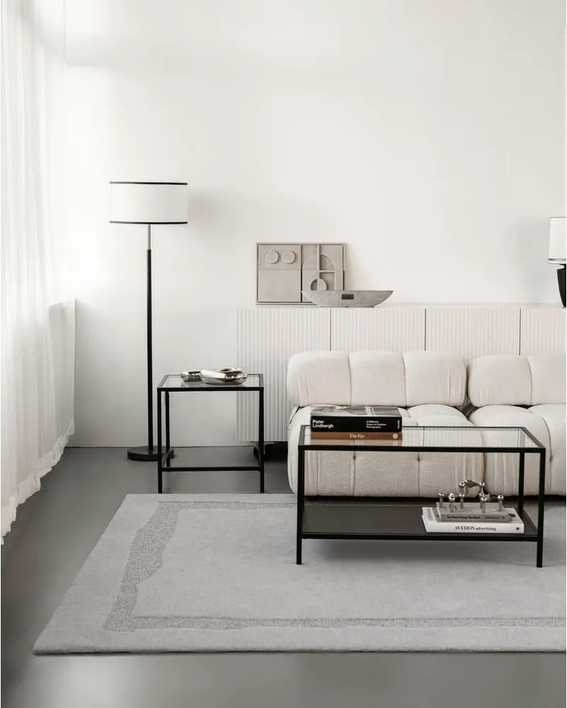 Tappeto in lana grigio chiaro 133x190 cm Morphic Rocca - Agnella