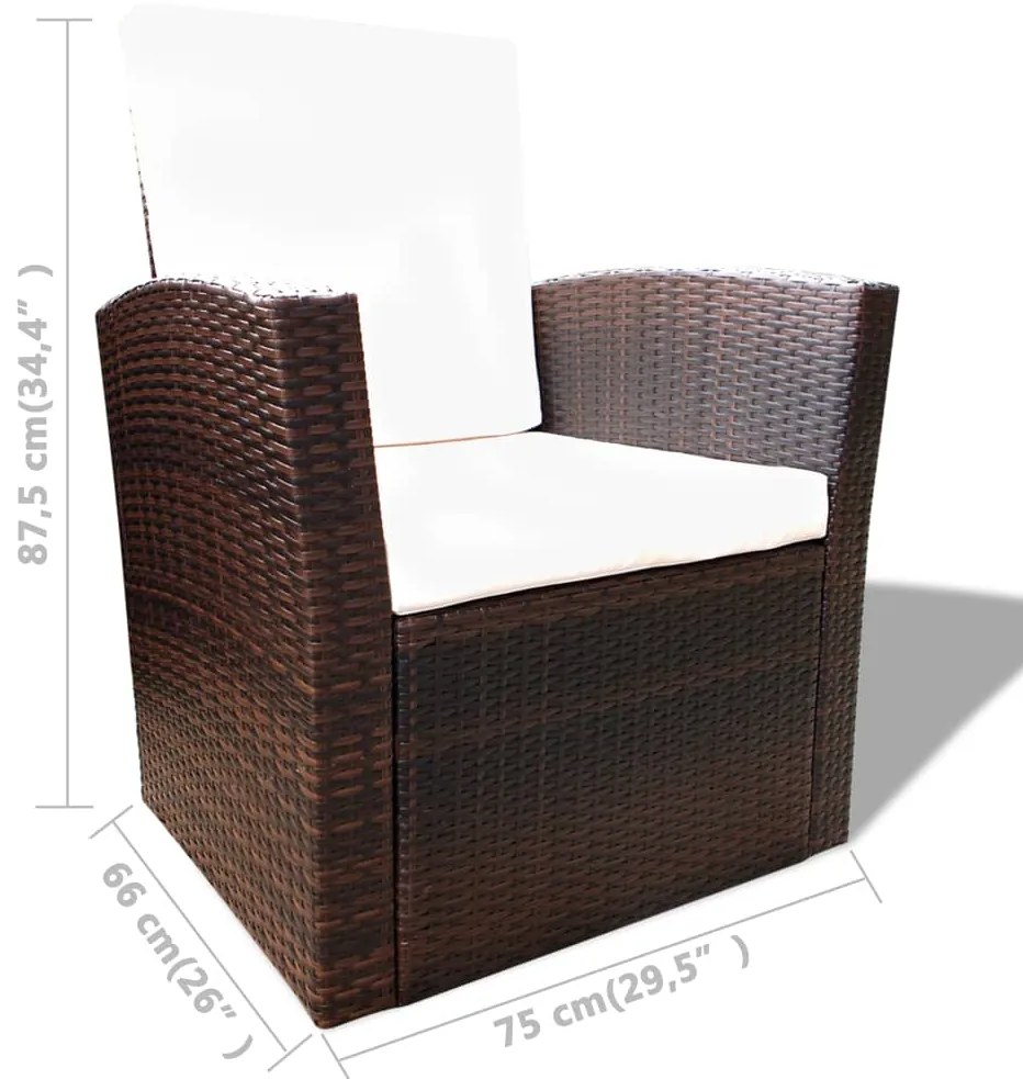 Set Divani da Giardino 4 pz con Cuscini in Polyrattan Marrone