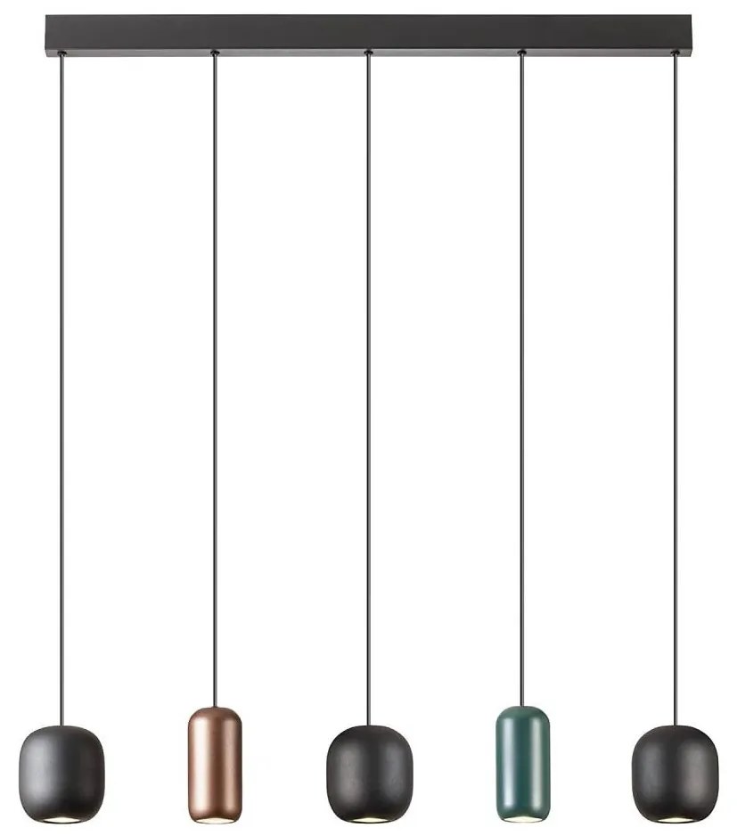 Redo 01-3481 - Lampadario a sospensione con filo BOOM 5xGU10/10W/230V nero/verde/marrone